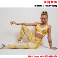Tuta Donna Sport deux pièces sans couture Yoga Gym entraînement femmes vêtements survêtement Fitness cravate teinture tenues vêtements actifs ensemble