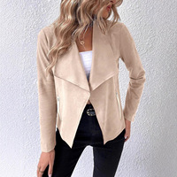 Blazer court en daim à col rabattu avec fermeture éclair tendance 2025, manteau trench luxueux coupe-vent pour femmes