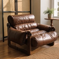 Fauteuil individuel personnalisable en similicuir avec fonction inclinable, style Mid-Century Modern, pour salon et hôtel