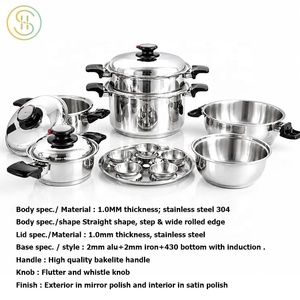 Juego de Utensilios de Cocina de <span class=keywords><strong>Acero</strong></span> <span class=keywords><strong>Inoxidable</strong></span> Quirúrgico 304, sin Agua ni Grasa, 23 Piezas, con Borde Ancho Enrollado, para Inducción - Product Image 4