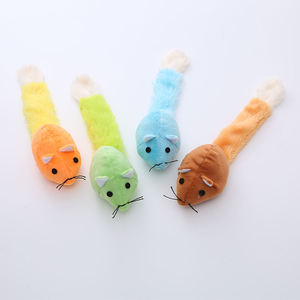 Wholesale New Design Interactive Cat Squeaky Multicolor Toy Catnip Long-Tail Mouse Shaped <b>Plush</b> Cats Toy Playing Sound Crinkle - Product Image 1