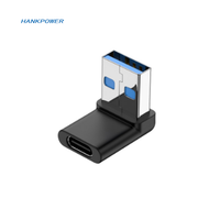 Adaptor Konektor USB C Sudut Kanan 10 Gbps Tipe C Adaptor OTG Pengisian Data Pria Ke Wanita