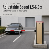Barrière levante rapide Taiwei TW703 à moteur brushless, bras droit, IP44, anti-collision, contrôle d'accès des véhicules