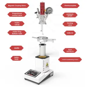 Laboratorium besi tahan karat suhu tekanan tinggi reaktor elektrotermal 25ml-1000ml tangki pengaduk katalis ketel reaksi