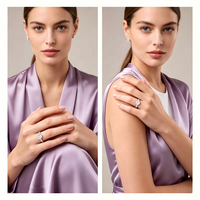 Bague de fiançailles en moissanite GRA D couleur VVS taille brillante 5,8 mm avec halo et sertissage en canal, pour femme, cadeau, passe le testeur de diamant