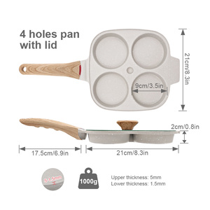 Sanlang bán buôn đúc nhôm 4 ly Pancake <span class=keywords><strong>Pan</strong></span> hình vuông cảm ứng tương thích không dính chiên trứng <span class=keywords><strong>Pan</strong></span> với 4 lỗ nắp - Product Image 2