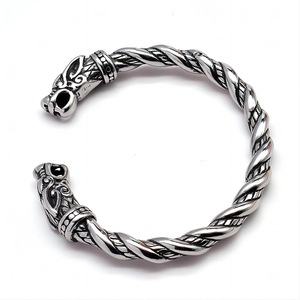 Customized Nordic Viking Fenrir Wolf Head <strong>Torque</strong> Norse Mythology Stainless Steel Wolf Bracelet <strong>Men's</strong> Gift - Product Image 5