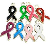 Bracelet à bricoler soi-même personnalisé émail en alliage d'or 20mm breloques de sensibilisation au cancer pendentif émail ruban