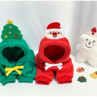 Sweat-shirt pour chien et chat de Noël avec capuche en peluche Père Noël ou sapin, vêtements chauds d'hiver pour chiens de petite et moyenne taille XS-XXL
