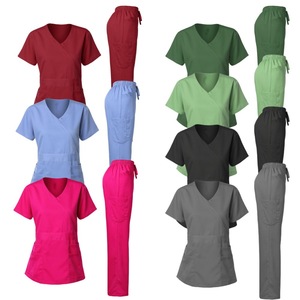 Women Scrub Set V-Neck <b>Top</b> And Pants Moisture Wicking Lightweight Medical Uniforms For Clinic Surgery Hospital Use - Product Image 1