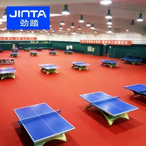 Jinta kapalı kaymaz kapalı kat ping-pong spor masa tenisi mahkemesi Pvc spor döşeme