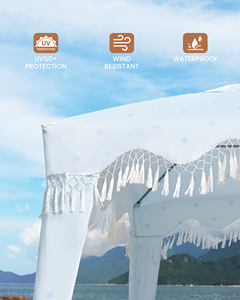 Cabaña de Playa Portátil de 6'x6' con Protección UV UPF50+ y Flecos, Pared Lateral Desmontable para Familias - Product Image 6