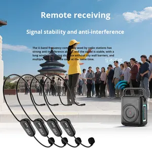 <span class=keywords><strong>Microfono</strong></span> per <span class=keywords><strong>Cuffie</strong></span> Wireless Portatile, Amplificatore Universale Uno-a-Quattro, <span class=keywords><strong>Microfono</strong></span> per <span class=keywords><strong>Cuffie</strong></span> per Guide Turistiche - Product Image 2