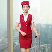 Vente en gros de logo personnalisé couleur uniforme de compagnie aérienne robe d'hôtesse de l'air personnel de cabine uniforme d'agent de bord pour les femmes