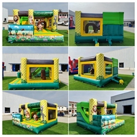 Château gonflable commercial pour enfants, thème animaux de la jungle, avec toboggan, en PVC, pour la location d'événements et de fêtes