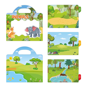 Libro de Pegatinas Portátil para Niños, Educación Temprana, Manualidades, Dibujos Animados, Animales, Dinosaurios, Escenas, Libro de Pegatinas Reutilizables para Niños - Product Image 3