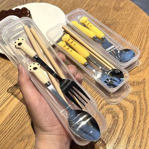 Ensemble de couverts portables trois pièces en acier inoxydable 304 et plastique, avec logo personnalisé, pour l'extérieur (cuillère, fourchette, baguettes), cadeau promotionnel - Product Image 6