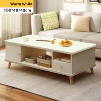Table basse extensible en bois massif de style nordique moderne, idéale pour les petits appartements et les salons de balcon