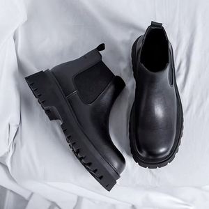 Platform High Top Thick-soled Men's Shoes Casual Ankle <b>Work</b> <b>Boots</b> Formal Loafer <b>Leather</b> <b>Boots</b> Shoes - Product Image 4
