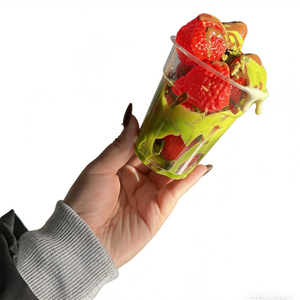 5OZ Small Cup Dubai Chocolate Bread Thread Matcha Milk Plastic Strawberry Simulation Food Model Eco-Friendly Foam Shop Display - Product Image 6