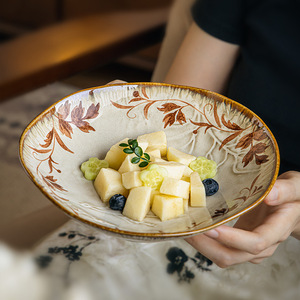 Assiette creuse en céramique rétro gaufrée, 8 pouces, motif floral, passe au lave-vaisselle, idéale pour les fêtes et les repas d'hôtel - Product Image 3