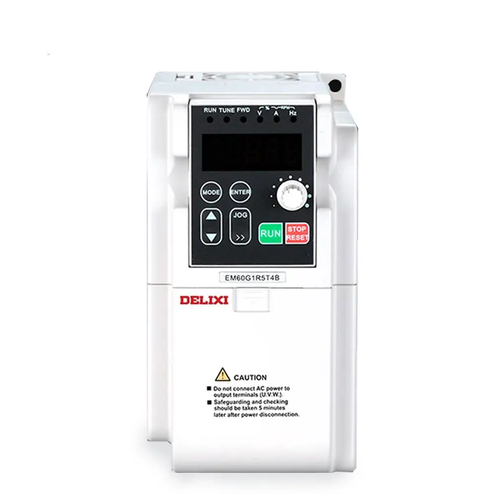 3 phase DELIXI EM60 200V to 240V 50/60Hz 1.5KW power frequency inverter for stapler with 215*153*214mm Size