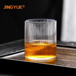 JINGYUE Bar IJswater Koffie Drinkglas 300ml 10oz Glas Geribbeld Helder Whisky Glazen Beker voor Whisky Cocktail