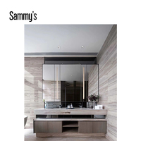Mueble de Baño de Diseño Moderno y Simple, Espejo de Tocador Pequeño con LED Resistente al Agua, Tocador de Maquillaje Vintage de Lujo, MDF