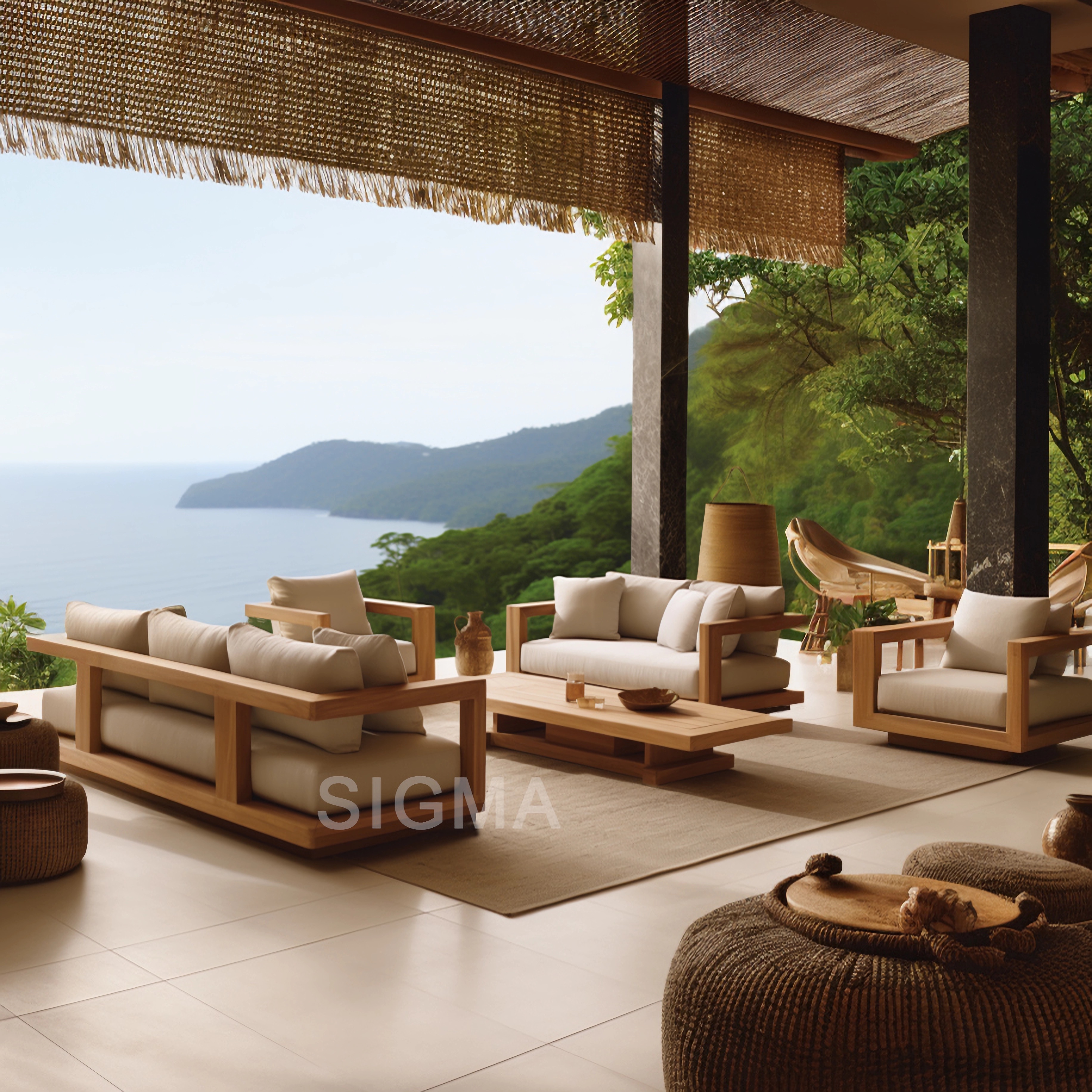 2025 Luxury Modern Garden Sofa Set Outdoor Patio Furniture Teak Solid Wood Teslin Hotels Villas Parks