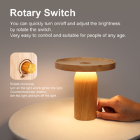 Lampe de table moderne en bois rechargeable, LED blanc chaud, télécommande, variateur d'intensité, pour chevet et salon
