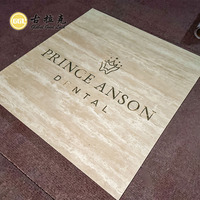 Panneau de salon de spa personnalisé, intérieur, extérieur, sol, réception, entreprise, bureau, incrustation en laiton doré, carreaux de marbre travertin