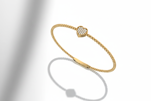 Brazalete de Diamantes en Forma de Corazón en Oro de 14K |   Elegante Pulsera de Corazón con Diamantes Naturales para Mujer |   Ropa de Uso Diario - Product Image 4