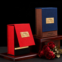 Boîtes rigides de luxe pour parfums, sur mesure, avec logo personnalisé, design haut de gamme, rouge/noir, gaufrage, fermeture magnétique, emballage cadeau