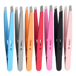 高品質再利用可能ステンレス製眉毛ピンセット　カスタムプライベートラベル　軽量エコフレンドリー　斜めチップ - Product Image 1