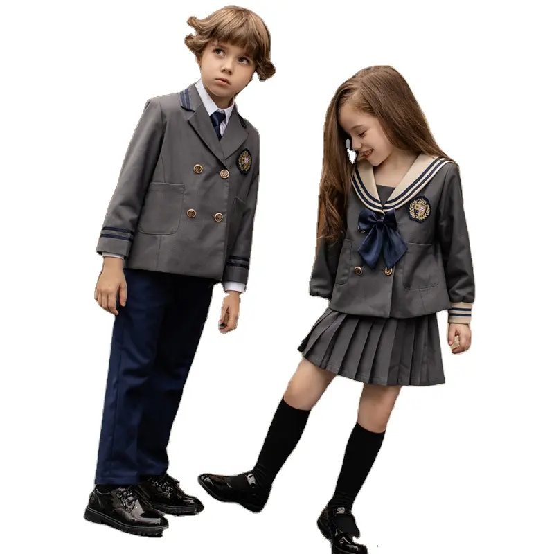 Üst sınıf yüksek okul üniforması kızlar ve erkekler için gri okul üniforması s