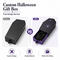 Boîte cadeau en carton noir et violet de style gothique pour Halloween, boîte à tiroir en forme de cercueil pour la décoration de fête, petits cadeaux