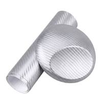 Autocollants 3D de qualité pour voiture/téléphone/ordinateur, film vinyle effet fibre de carbone argenté, rouleau de décalcomanies, usage unique, amovible plus de 5 ans