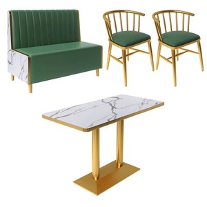 Asientos Modulares tipo Sofá y Juego de Mesa y Sillas Doradas de Cuero PU para Restaurante, Mobiliario Comercial al Por Mayor a Bajo Precio - Product Image 6