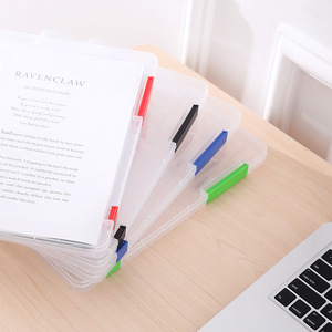 A4 Thickened Plastic <b>File</b> <b>Box</b> Document Storage Organizer with Clip On <b>File</b> Holder for Office Desk Organization - Product Image 2