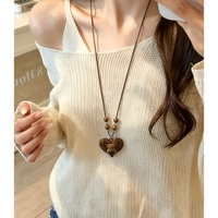 Collier long vintage imprimé léopard avec cœur floqué pour femme, élégant et réglable
