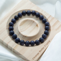 Bracelet extensible tendance avec perles en forme de boule en pierre d'or bleue naturelle |   Bracelet élastique unisexe en pierre galaxie Nuit étoilée, cadeau