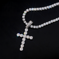 Pendentif Croix en Moissanite en Acier Inoxydable 316 Prêt à Porter, Bijoux Hip-Hop, Pendentif Serti de Pierres, Argent Sterling 925