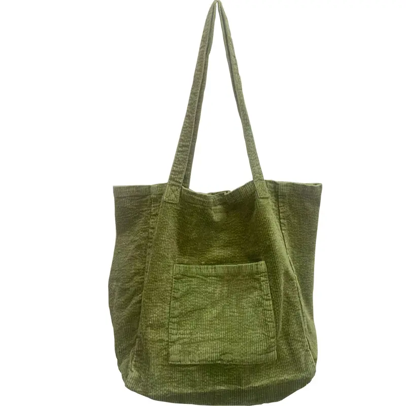 حقيبة يد نسائية كاجوال أنيقة يمكن غسلها من قماش مخملي مشدود من نسيج القنب البيئي حقيبة كتف كبيرة للتسوق والسفر