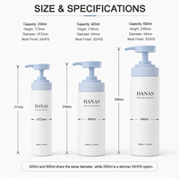 Botol Pompa HDPE Grosir 250ml 420ml 500ml dengan Tutup Putar untuk Kemasan Sampo, Kondisioner, Sabun Mandi, Losion, dengan Cetak Kustom OEM