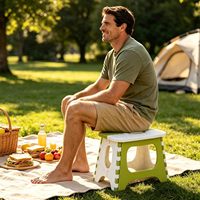 Tabouret pliant portable en plastique PP avec poignée, idéal pour la maison, les voyages, le camping, les enfants, petit, antidérapant, léger – Offre spéciale