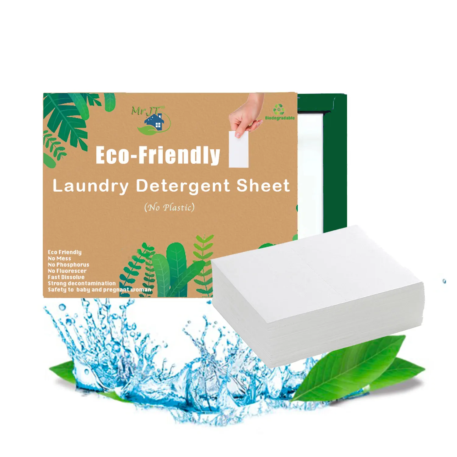 Pure Natural Plant Eco-Friendly Biodegradable Laundry Sheets/Strips Lemon Fresh Concentrated Apparel Bathroom Disposable