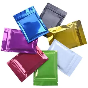 100 Cái Tự Niêm Phong Mylar Foil Flat Bag Mẫu Zipper Pouch Thực Phẩm Snack Cho Cà Phê Đậu Kẹo Trà Bột Túi Quà Lưu Trữ