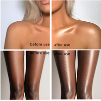 Surligneur de maquillage biologique personnalisé, poudre bronzante à paillettes éclaircissante pour le visage, huile liquide scintillante pour le corps avec perle blanche et or rose