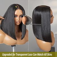 Cheveux brésiliens avant de lacet perruque de cheveux humains droite Bob court noir femmes grande casquette Invisible HD dentelle sans colle pour les femmes noires