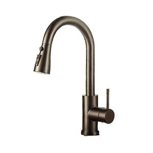 Hot Selling Modern Single Handle Ceramic Stainless Steel Black Kitchen Faucet Pull-Out Spray One-Key Water Stop Single Hole - Product Image 1